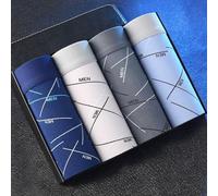 Men's Printed Boxer Shorts with Elastic Waistband, U-Convex Pouch Support & Geometric Stripe Design - 4-Pack Trunks for Comfortable Everyday Wear(3XL B)