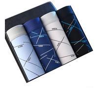 Men's Printed Boxer Shorts with Elastic Waistband, U-Convex Pouch Support & Geometric Stripe Design - 4-Pack Trunks for Comfortable Everyday Wear(3XL D)