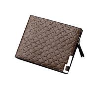 Men's Printed Business Short Casual 3 Fold Zipper Horizontal Hardware Binding Wallet Wallet Women Zipper (Coffee, One Size)