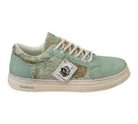Mens Printed Canvas Shoes Vintage Lace Up Trainers Classic Walking Sneakers Unique Pattern Daily Casual Footwear Retro Style Green