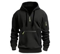 Men's Printed Cotton Drawstring Pockets Hoodie Hooded Hood Sweatshirts - Fall Long Sleeve Casual Pullover for Outdoor & Everyday Wear Black