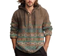 Men's printed hoodie, men's long sleeve casual chic and elegant loose fit, classic blouse, simple bohemian style, comfortable, lightweight soft hoodie for holidays