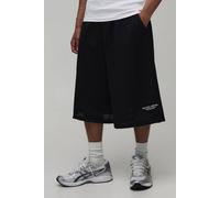 Men's Printed Mesh Jersey Bermuda Jort | Black | Size Medium | BOOHOOMAN