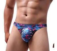 Men's Printed Thong Underwear, Low Rise G-String Briefs, Sexy Patterned Bikini, Breathable Stretch Mesh Thongs, Lightweight Bulge Pouch Panties, Comfortable T-Back Lingerie, Novelty Underpants