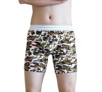 Men's Printed Trunks Underwear - Breathable Mesh Long Leg Shorts with Stretch Polyester-Spandex Blend, Comfort Fit for Daily Wear & Active Lifestyle(XL B)