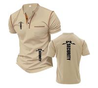 Mens Printing Henley T-Shirts Polo Shirts for S.EC.URI.TY Stand Collar Tee Top Clothes Stretch Half Sleeve Contrasting Colors Activewear Short Sleeved-KQS||l
