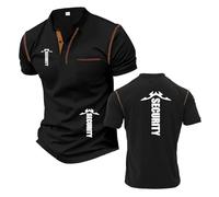 Mens Printing Henley T-Shirts Polo Shirts for S.EC.URI.TY Stand Collar Tee Top Clothes Stretch Half Sleeve Contrasting Colors Activewear Short Sleeved-HeiS||xx_l