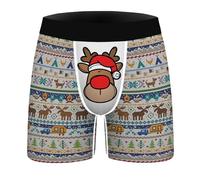 Men's Printing Xmas Boxer Briefs Supportive Christmas Trunks Supportive Novelty Boxers Shorts