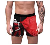 Men's Printing Xmas Boxer Briefs Supportive Christmas Trunks Supportive Novelty Boxers Shorts Red