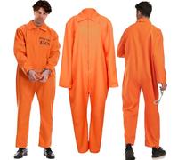 Men's Prisoner Costume-Custom Halloween costumes for men - Personalized Prisoner costume - Dress Up Cosplay (Saffron, M)