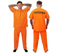 Mens Prisoners Convict Costume - X-Small - Orange Prisoner Top, Matching Orange Trousers - Cops & Robbers Halloween Fancy Dress Costume