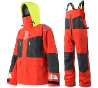 Men's PRO Offshore Sailing Suit, Waterproof Jacket & Bib Trousers | Ocean High-Tech, Hi-Vis Hood, Reinforced Hips & Knees, Adjustable Braces, Reflective Safety Details, Coastal Cruising