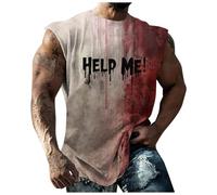 Men's Problem Solved Halloween T-Shirt Men's Casual Crew Neck Blood Splash Pattern Tops Shirt Horror Printed Short Sleeve Top Plus Size Halloween Shirt with Bloody Fun T-Shirts, Brick Red-a, M