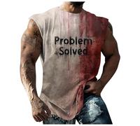 Men's Problem Solved Halloween T-Shirt Men's Casual Crew Neck Blood Splash Pattern Tops Shirt Horror Printed Short Sleeve Top Plus Size Halloween Shirt with Bloody Fun T-Shirts, Red-e, 3XL