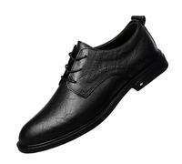 Men's Professional Oxford Dress Shoes Pointed-Toe Leather Lace-Ups for Business Formal Wedding Ceremonies, Black, 6.5 UK