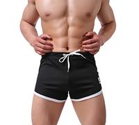 Men's Professional Sport Shorts,Breathable Rugby Shorts, Drawstring Pockets, Gym Essentials Training Cropped Trousers, Lightweight Quick Dry Chino Jogger, Training Tennis Exercise Pants Black