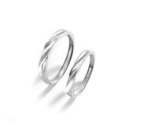 Mens Promise Rings Silver, 925 Sterling Silver His and Her Wedding Rings Elegant Style for Couple Adjustable
