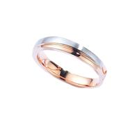 Men's Promise Rings, Solid 18K White Gold and Rose Gold Anniversary Bands Matching Two Tone Real Gold Engagement Ring for Him Size Y 1/2