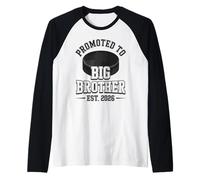 Mens Promoted to Big Brother Est 2026 Hockey Player Raglan Baseball Tee
