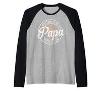 Mens Promoted to Papa Est 2026 Stamp First Time Dad to Be Raglan Baseball Tee