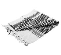 Men's Protective SAS Army 100% Cotton Military Desert Tactical Neck Head Keffiyeh Wrap Combat Sun Hat Scarf Shemagh (White & Black)