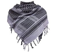 Men's Protective SAS Army 100% Cotton Military Desert Tactical Neck Head Keffiyeh Wrap Combat Sun Hat Scarf Shemagh (Grey Black)