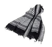 Men's Protective SAS Army 100% Cotton Military Desert Tactical Neck Head Keffiyeh Wrap Combat Sun Hat Scarf Shemagh (Black & White)