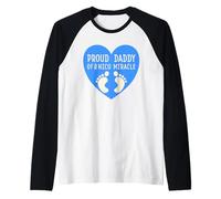 Mens Proud Daddy of a NICU Miracle Baby Boy Heart Design Raglan Baseball Tee