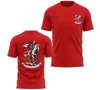Mens Proud to Be English T Shirt St George On A Horse Large Back Print Tee for Men George's Day Patriot, XL, Red