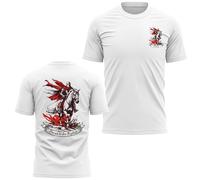 Mens Proud to Be English T Shirt St George On A Horse Large Back Print Tee for Men George's Day Patriot, XXL, White