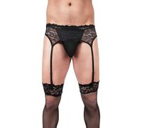Men's Prowler Lace Garter Set - Elegant Lace Design for Seductive Appeal (Small (36" - 38", 91cm - 96cm))