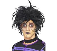 Mens Psycho Wig Black Zombie Horror Halloween Fancy Dress Costume Accessory