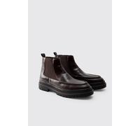 Men's PU Apron Front Chelsea Boot | Chocolate | Size 7 | BOOHOOMAN