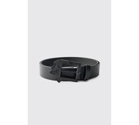 Men's PU Belt with Matte Sculpted Skull Buckle | Black | Size Large | BOOHOOMAN