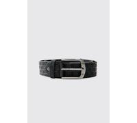 Men's PU Embossed Textured Belt | Black | Size 2X-Large | BOOHOOMAN