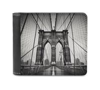 Men's PU Leather Brooklyn Bridge Wallets Extra Capacity Slim Bifold Wallet with Multiple Card Slots