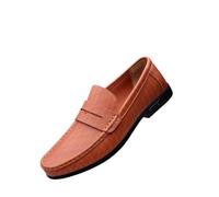 Men's PU Leather Driving Shoes Soft Sole Slip-On Loafers Comfortable Casual Korean Style Fashion Large for Men(Brown,10.5)