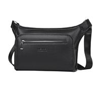 Mens PU Leather Messenger Bag Crossbody Shoulder Satchel with Zipper Pocket, Minimalist Large Capacity Chest Bag for Business Casual Travel Daily Use Lightweight Urban Sling Pack
