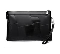 Men's PU Leather Messenger Bag Shoulder Crossbody Satchel Clutch with Patchwork Design, Large Capacity Envelope Wrist Bag for Phone, Wallet, and Essentials, Stylish Hand-Carry Organizer, 30x3x19cm