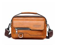 Men's PU Leather Messenger Bag Shoulder Crossbody Satchel with Top Handle and Front Flap Zipper Pocket, Compact Lightweight Everyday Bag for Urban Commuting and Casual Outings, 22x5x14cm
