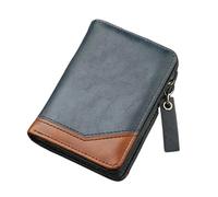 Men's PU Leather Short Wallet with Zipper Coin Pocket Vintage Big Capacity Male Short Money Purse Card Holder for Men(Blue)