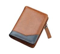 Men's PU Leather Short Wallet with Zipper Coin Pocket Vintage Big Capacity Male Short Money Purse Card Holder for Men(Coffee)