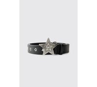 Men's PU Star Buckle Belt | Black | Size S/M | BOOHOOMAN