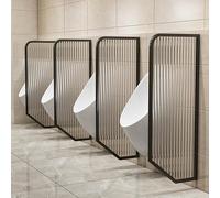 Men'S Public Toilet Partition,Wall-Mounted Urinal Partition Privacy Screen Waterproof Baffle, Stainless Steel Glass Toilet Divider Partition,Toilet Protection Divider For,Black-4pcs