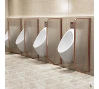 Men'S Public Toilet Partition,Wall-Mounted Urinal Partition Privacy Screen Waterproof Baffle, Stainless Steel Glass Toilet Divider Partition,Toilet Protection Divider For,Rose Gold-2pcs