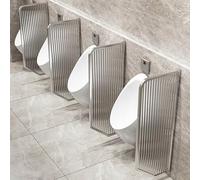 Men'S Public Toilet Partition,Wall-Mounted Urinal Partition Privacy Screen Waterproof Baffle, Stainless Steel Glass Toilet Divider Partition,Toilet Protection Divider For,Silvery-4pcs