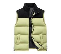 Men's Puffer Gilet Body Warmers Sleeveless Quilted Gilets Cotton Down Jackets Casual Full Zip Color Block Padded Waistcoat Winter Warm Vest Thick Windproof Outerwear Plus Size UK Clearance