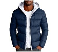 Mens Puffer Jacket Padded Down Quilted Hooded Coat Winter Solid Color Zipper Long Sleeve Thick Warm Cotton Parkas Overcoat Thermal Coats Outdoor Softshell Windproof Jackets with Pockets Outwear S-XXL