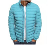 Men's Puffer Jacket Solid Color Jacket Cotton Padded Warm Padded Lightweight Water Resistant Insulated Puffy Coat Winter Packable Pockets Camping Hiking Travelling 2024
