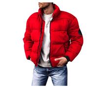 Men's Puffer Jacket Winter Padded Stand Collar Down Coat Zipper Windproof Versatile Down Jacket